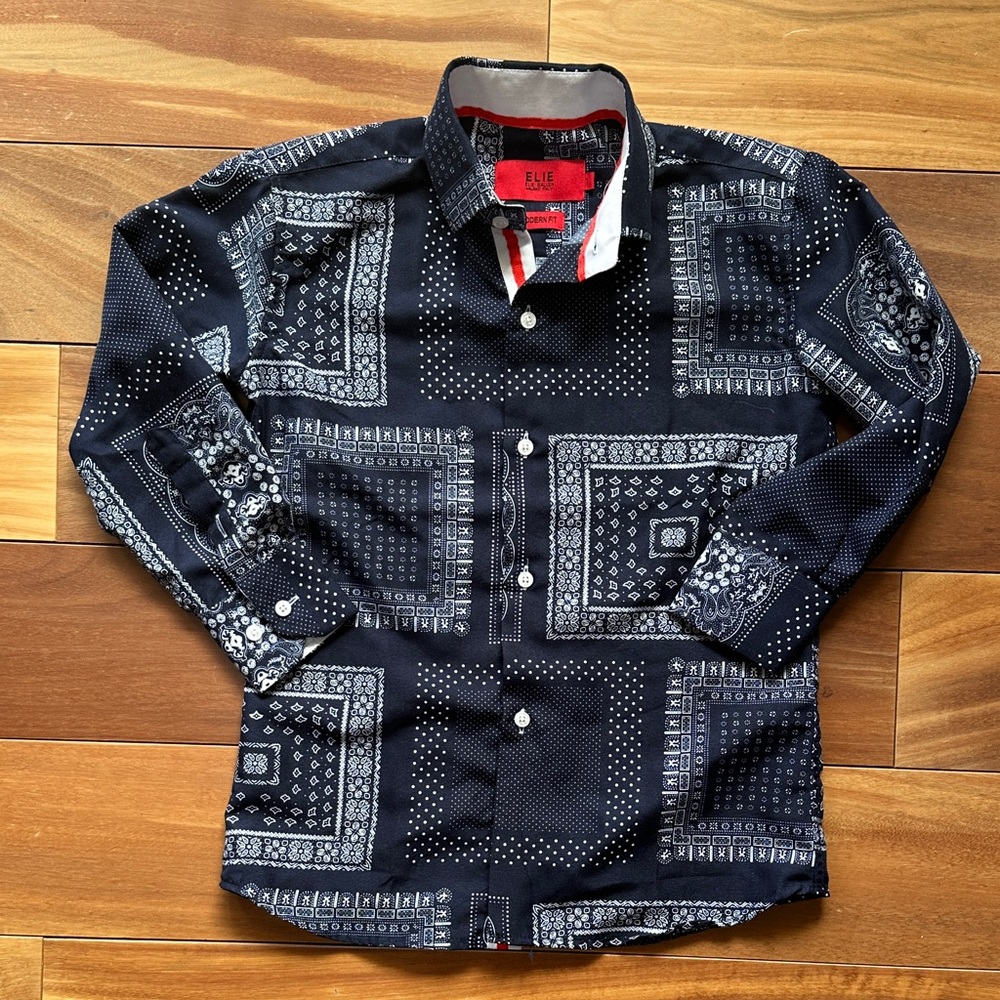 Elie Balleh Italy Paisley Boys Button Down Shirt 7